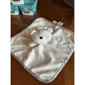 Wonder Nation Bear Security Blanket Baby OS Gray White Heart Print Plush Lovey